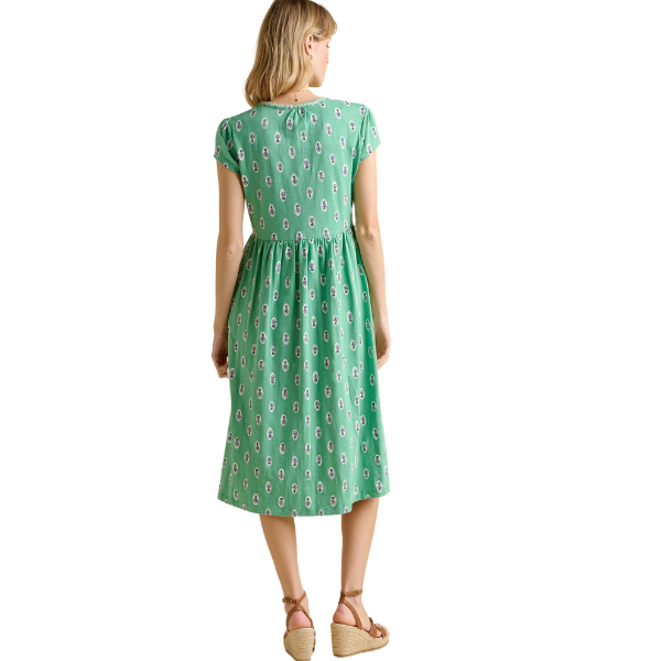 Woodblock Floral Knee Length Dress